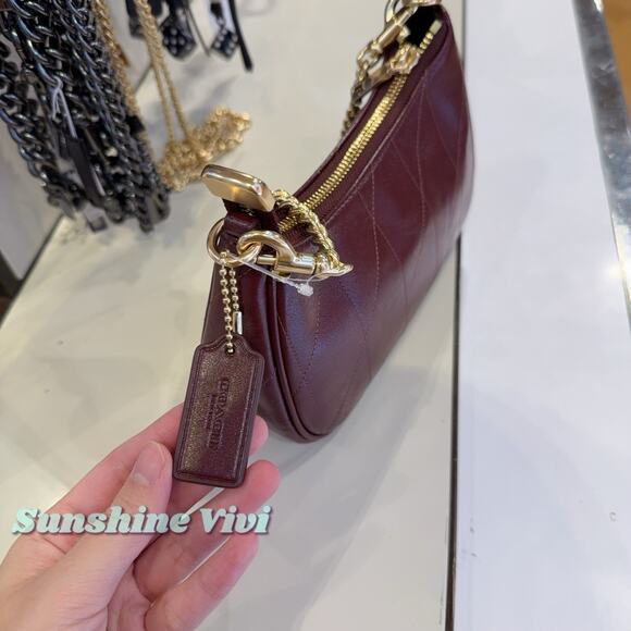 NWT Coach Teri Mini Crossbody Bag Quilting CDP30 Dark Wine Shiny Smooth Leather - Picture 9 of 9